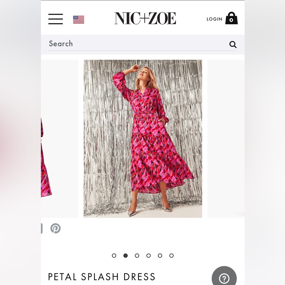 nic and zoe petal splash dress small NWT pink multi nic+zoe long sleeve maxi